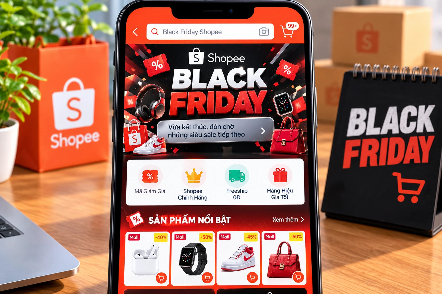 Hình minh họa trang Black Friday Shopee Hình minh họa trang Black Friday trên Shopee, chưa thấy chương trình Black Friday 2026