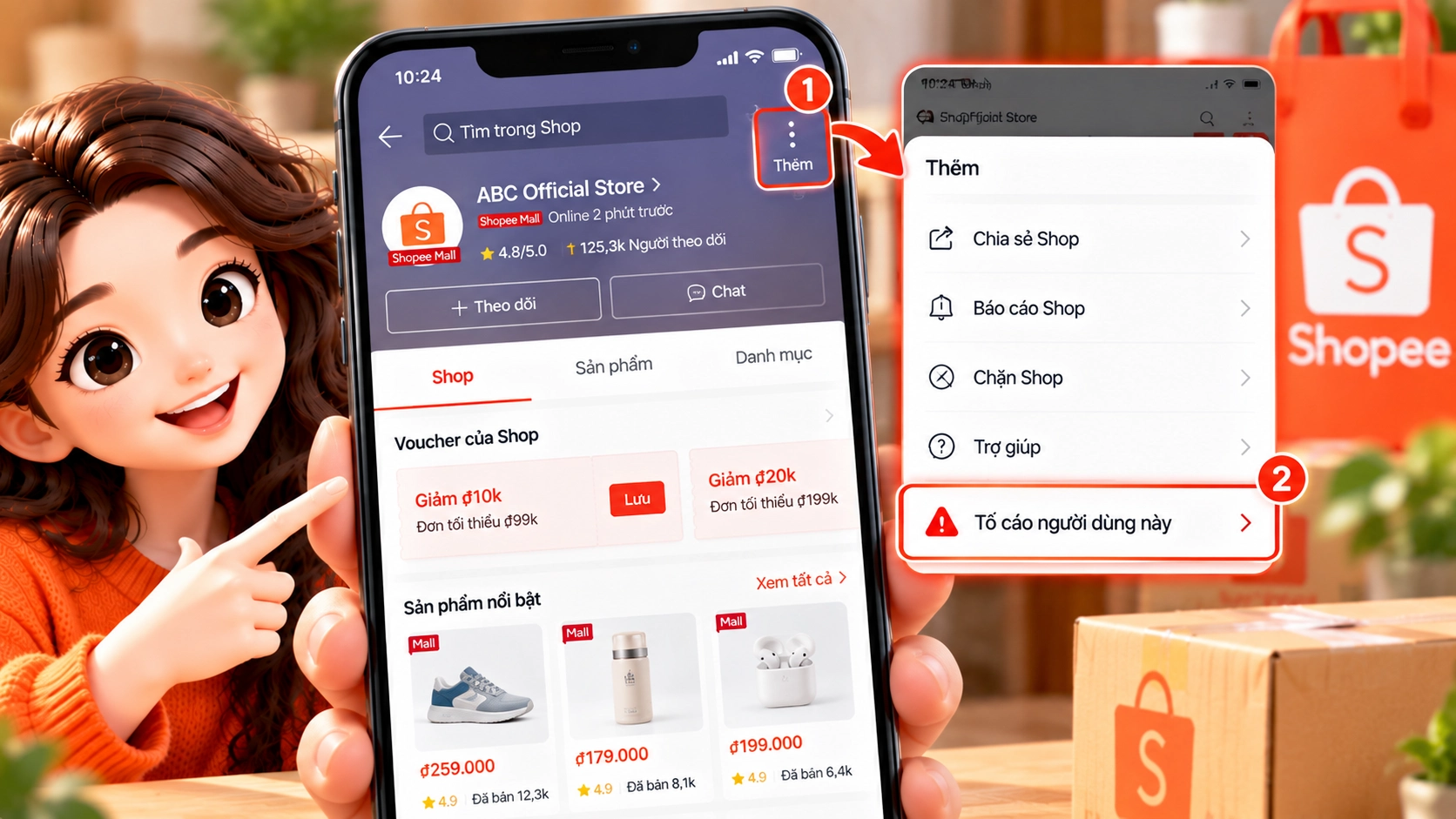 Hình minh họa cách tố cáo shop có dấu hiệu lừa đảo trên Shopee
