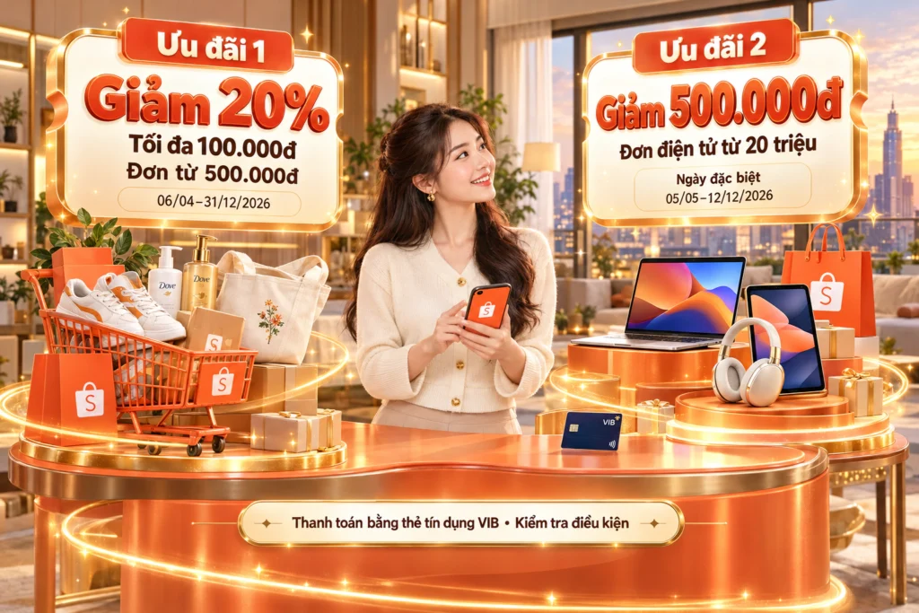 Hình minh họa hai ưu đãi thẻ tín dụng Hình minh họa hai mức ưu đãi cho đơn thông thường và đơn thiết bị điện tử giá trị lớn
